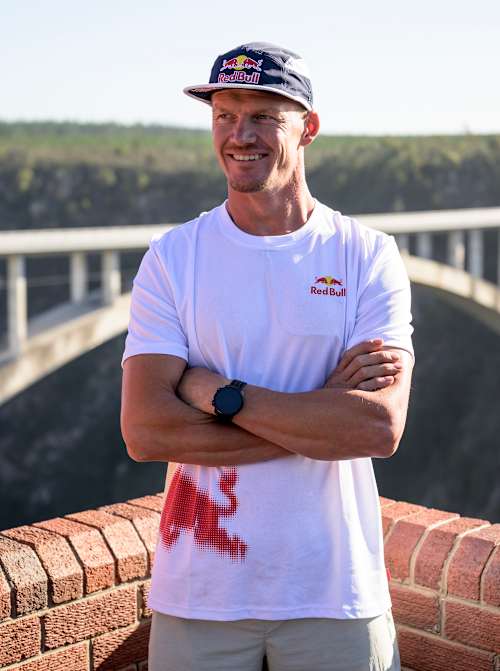 Obstacle course athlete Thomas van Tonder stands in front of Bloukrans Bridge ahead of his Red Bull Bridge Bars challenge.