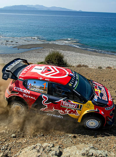 Le Français Sébastien Ogier pilote sa voiture sur le parcours du Rallye de Turquie, étape du championnat du monde WRC 2019.