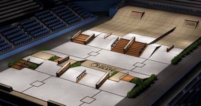 Render of the Ariake Coliseum skatepark for WST Japan.