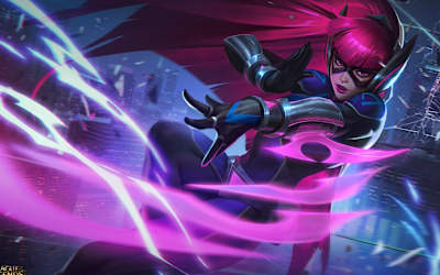 Artwork of Irelia in her Infiltrator skin from League of Legends.
