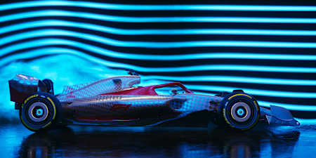 Screenshot aus F1 Manager 2022 zeigt ein Formel-1-Auto im neuen Design der Saison 2022. 