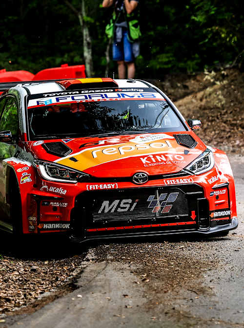 Alejandro Cachón was in a tight fight for the WRC2 lead throughout Friday