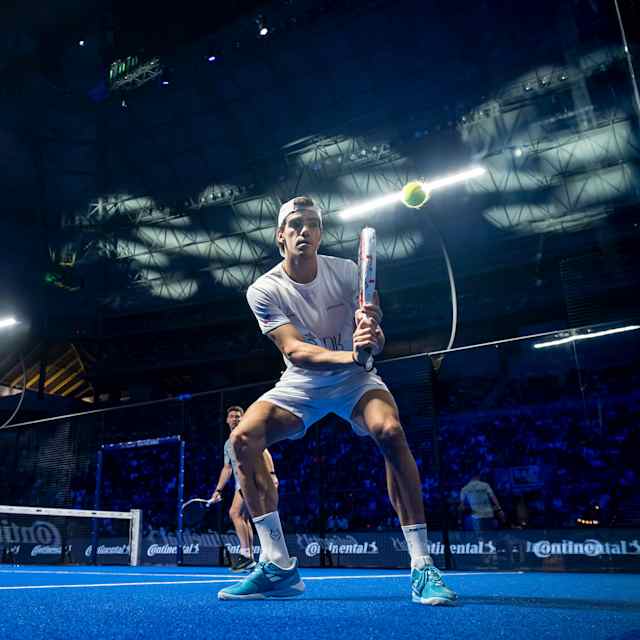 Juan Lebrón  competing in the semi-finals in the Premier Padel 2024 Finals Barcelona, Spain  on December 21, 2024