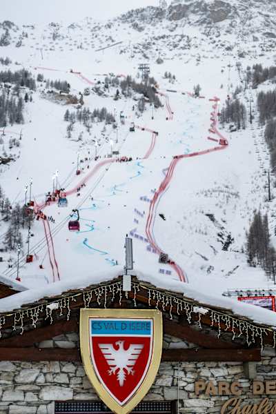 Der Austragungsort des Audi FIS Ski Alpin Weltcups in Val d'Isere, Frankreich, am 14. Dezember 2024