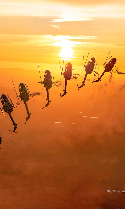 Aaron Fitzgerald flies his helicopter at the 2021 Red Bull Air Force Training Camp in Los Alamos, California, USA on April 7, 2021.