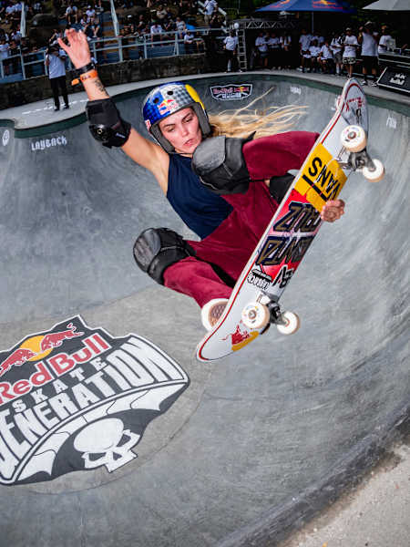 Yndiara Asp performs during Red Bull Skate Generation in Florianopolis, Brazil on December 11, 2021.