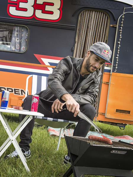 Max Verstappen and Daniel Ricciardo enjoying barbecue at the Red Bull Ring, Spielberg