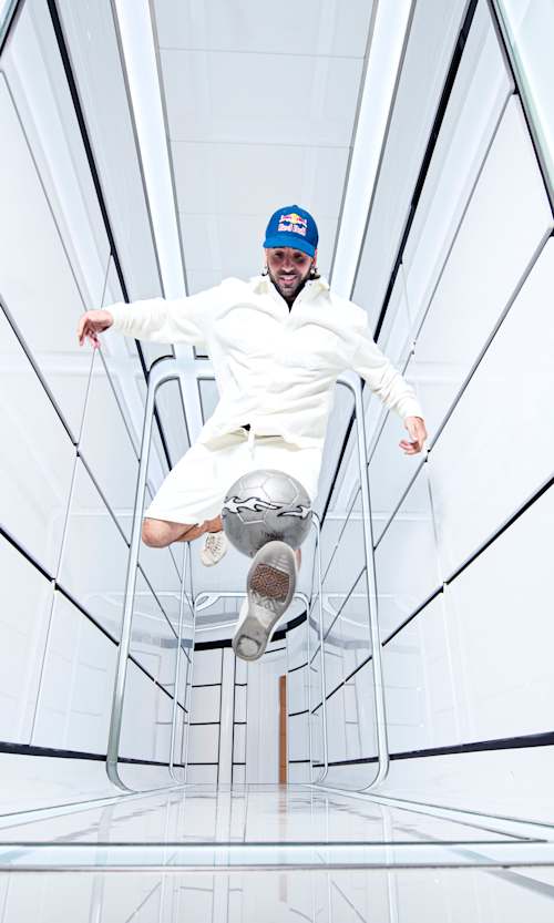 Séan Garnier performs at the Gravity Indoor Skydiving Center during the Formula 1 season opening in Bahrain on March 4, 2023.