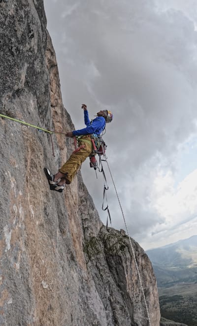 Stefan Glowacz climbing in Turkey on June 10, 2023.