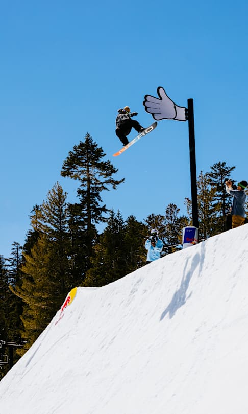 Sébastien Toutant rides at Red Bull Snow Team Session in Mammoth Lakes, California, USA on May 15, 2023.