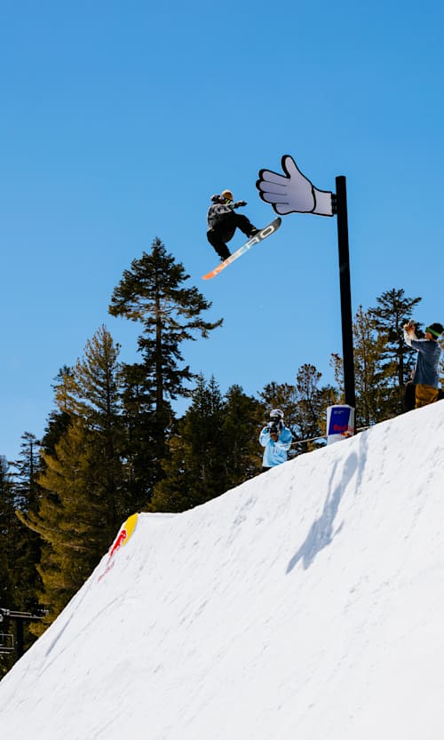 Sébastien Toutant rides at Red Bull Snow Team Session in Mammoth Lakes, California, USA on May 15, 2023.