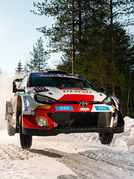 Kalle Rovanperä of team Toyota Gazoo Racing in action at the World Rally Championship Sweden in Umea, Sweden on February 10, 2023.