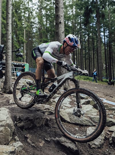 Henrique Avancini in action at the UCI XCO World Cup race in Nove Mesto, Czech Republic on May 16, 2021.