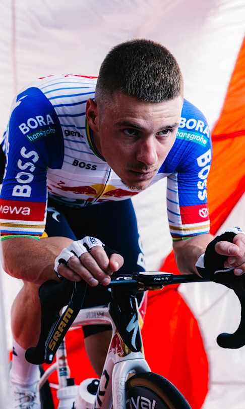 Remco Evenepoel of the Red Bull - BORA - hansgrohe team poses for a portrait in Palma de Mallorca, Spain on December 7, 2025.