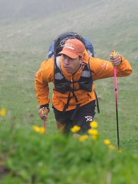 Hugo Alvarez Chamoreau hiking during Red Bull X-Alps 2025