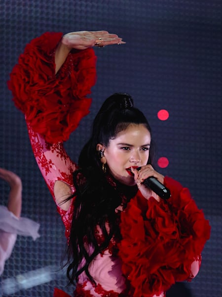 A photo of Spanish pop sensation Rosalía performing live during the launch of her album El Mal Querer in Madrid in November, 2018.
