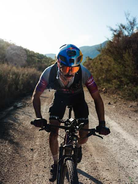 Payson McElveen rides during filming for Crossing Tasmania. 