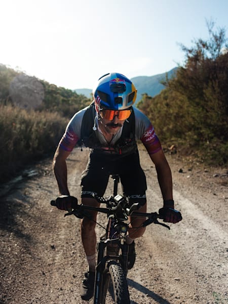 Payson McElveen rides during filming for Crossing Tasmania. 
