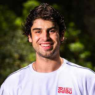 Spanish downhill skateboarder Diego Poncelet poses for a portrait.