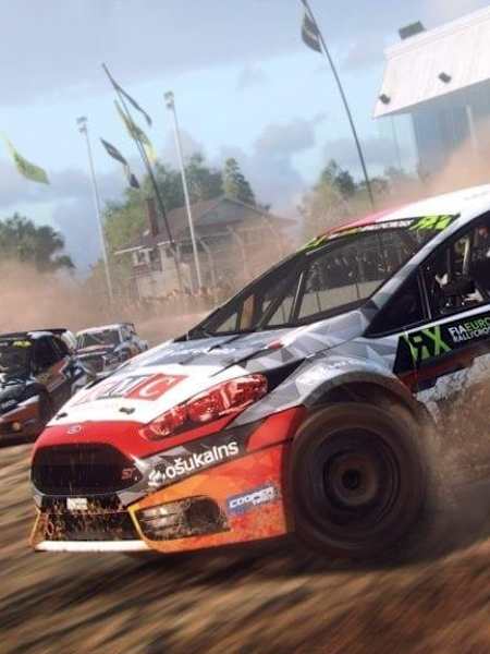 A promotional image of DiRT Rally 2.0 video game by Codemasters.