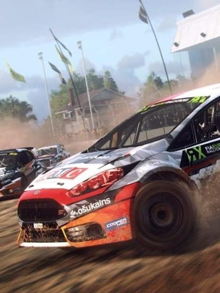 A promotional image of DiRT Rally 2.0 video game by Codemasters.