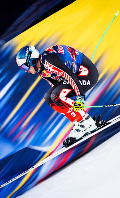 In the 2024-2025 season, James Crawford races downhill at Kitzbühel, Austria.