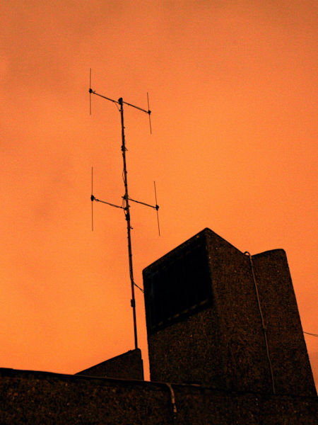 A Rinse FM aerial on the top of an east London high-rise in 2009.