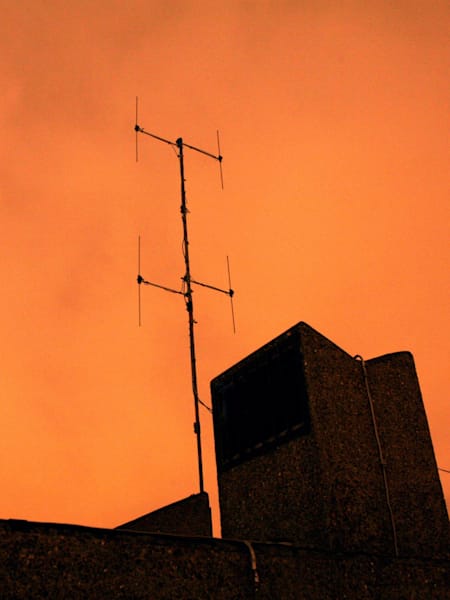 A Rinse FM aerial on the top of an east London high-rise in 2009.