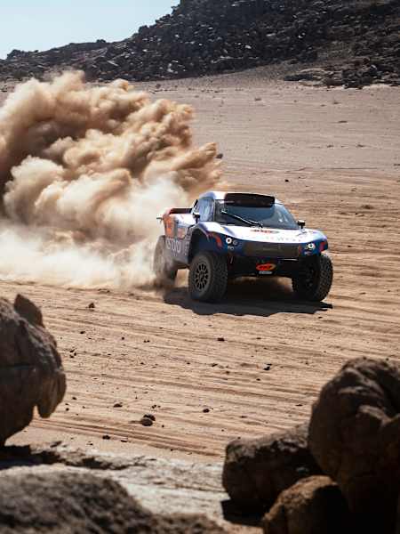 Laia Sanz (ESP) of Astara Team trains during the shakedown prior Rally Dakar 2024 in Al Ula, Saudi Arabia on January 2, 2024.