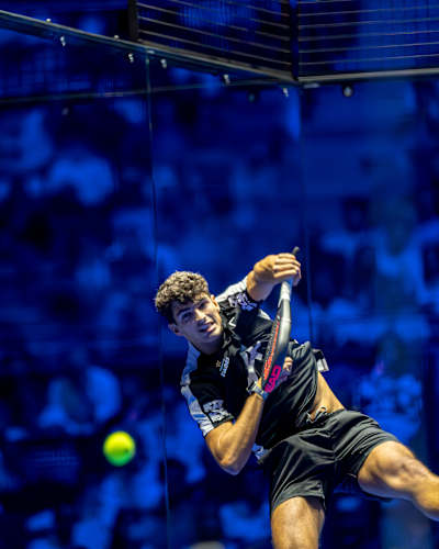 Arturo Coello and Agustin Tapia compete during the semi finals of the Premier Padel P1 in Madrid, Spain on September 7, 2024