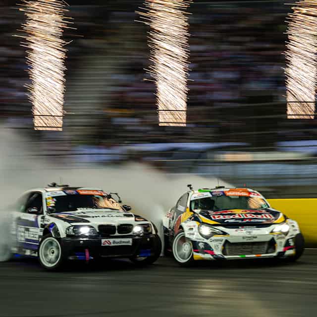 Conor Shanahan lors de la grande finale des Drift Masters à Varsovie, en Pologne, le 13 septembre 2025.