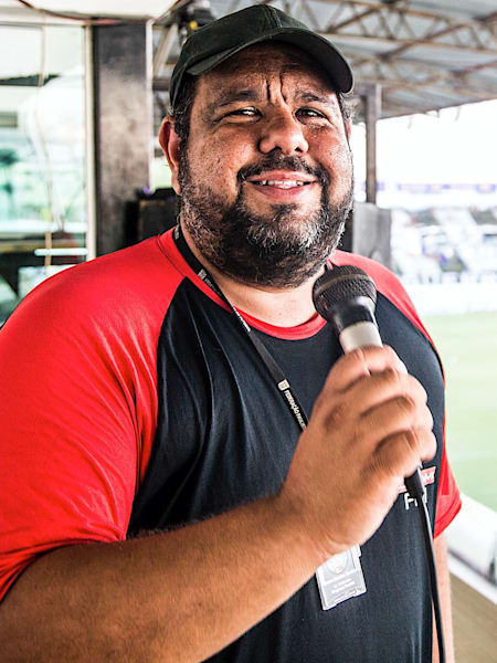Bruno Mendes, locutor do estádio Nabi Abi Chedid
