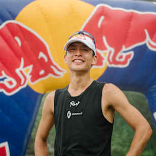 Ruy Ueda celebrates finishing One Stroke at Mt. Fuji, Japan, on July 13, 2022. 