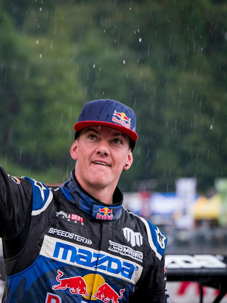 Mad Mike Whiddett at the fourth round of the Formula Drift Japan from Okuibuki in September 2018.