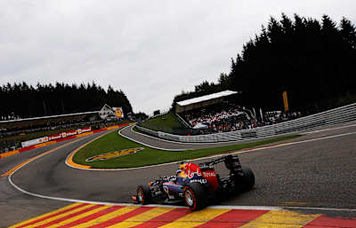 L'Allemand Sebastian Vettel et le Red Bull Infiniti Racing en route pour la victoire au Grand Prix de Belgique