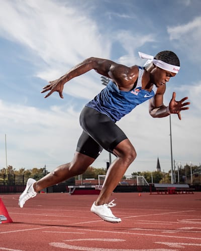 Elijah Hall is seen training at the University of Houston in Houston, Texas, USA on 19 November, 2019.