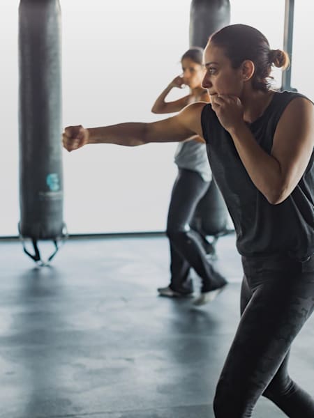 Halah Alhamrani practices martial art techniques at her Flagboxing Gym in Jeddah, Saudi Arabia.
