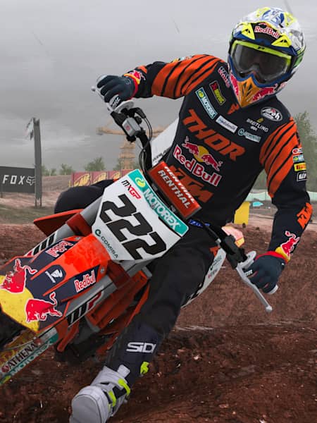 Una captura de pantalla del piloto de Red Bull KTM Antonio Cairoli en el videojuego MXGP 2020.