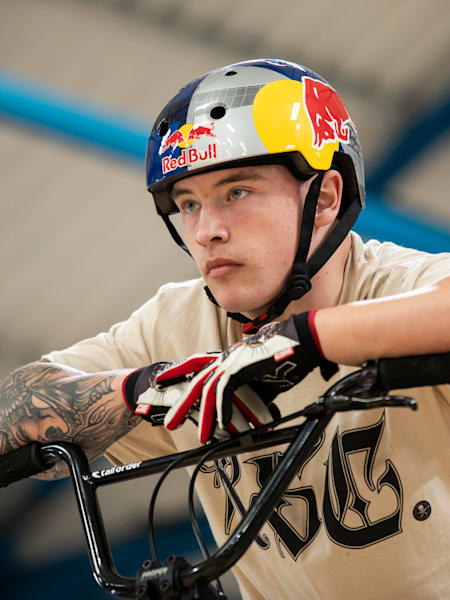 Kieran Reilly visualising tricks at Asylum Skatepark in Nottingham, England.