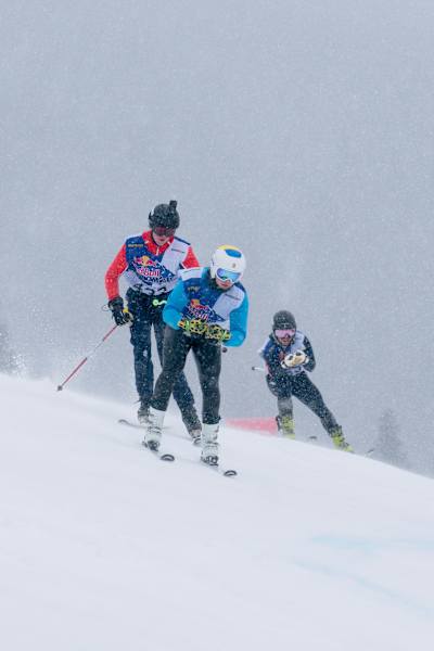 Benjamin Hansson charges ahead to victory at the Red Bull Homerun men's ski race in Åre, Sweden on April 5, 2026. 