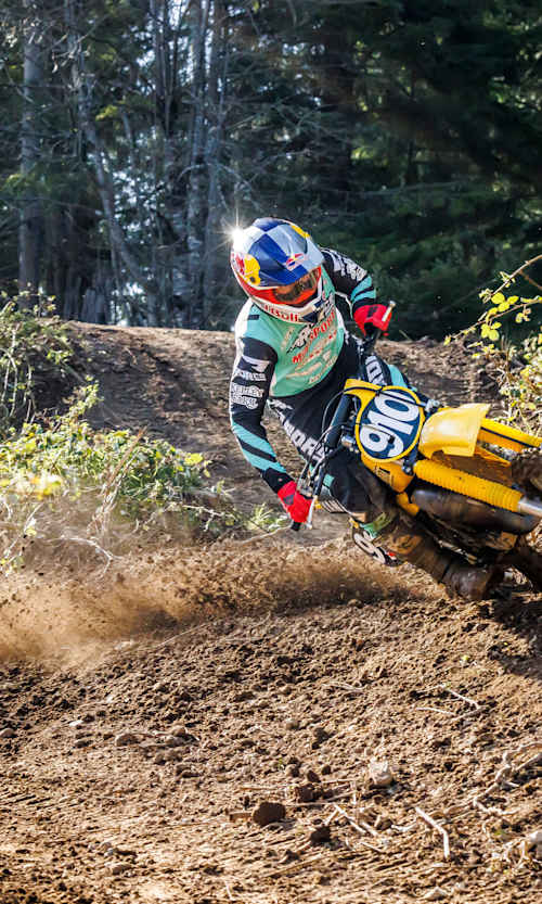 Carson Brown rides at his private testing facility in Seattle, Washington, USA on 25 April 2023. 