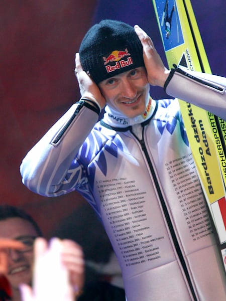 Adam Małysz podczas ceremonii zakończenia kariery