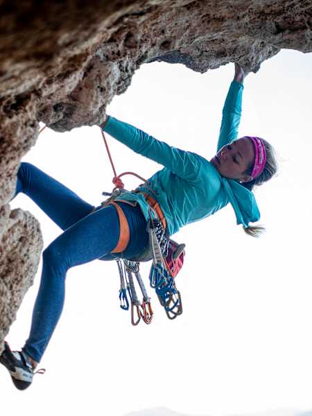 Sasha DiGiulian of the United States performs in Kalymnos, Greece on October 25, 2021. 