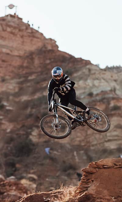 Carson Storch rides at Red Bull Rampage in Virgin, Utah, USA on 13 October, 2021. 