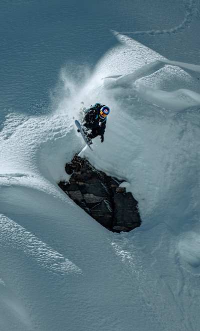 Queralt Castellet snowboards at the Red Bull Snow Backcountry Camp in Revelstoke, BC Canada on April 01, 2024. 