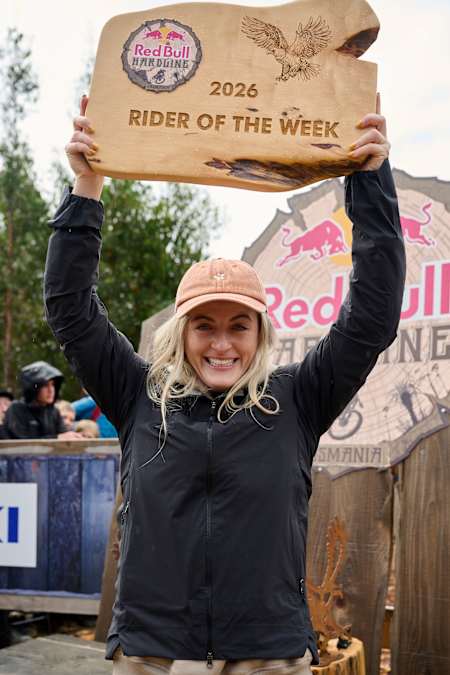 Mikayla Parton poses for a photo at Red Bull Hardline in Maydena Bike Park, Australia on February 8, 2026. 