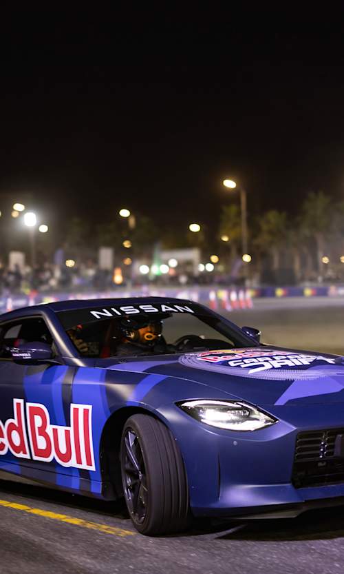 Abdo Feghali performs during Red Bull Car Park Drift Final at Kuwait Motor City in Kuwait on February 2, 2024. 