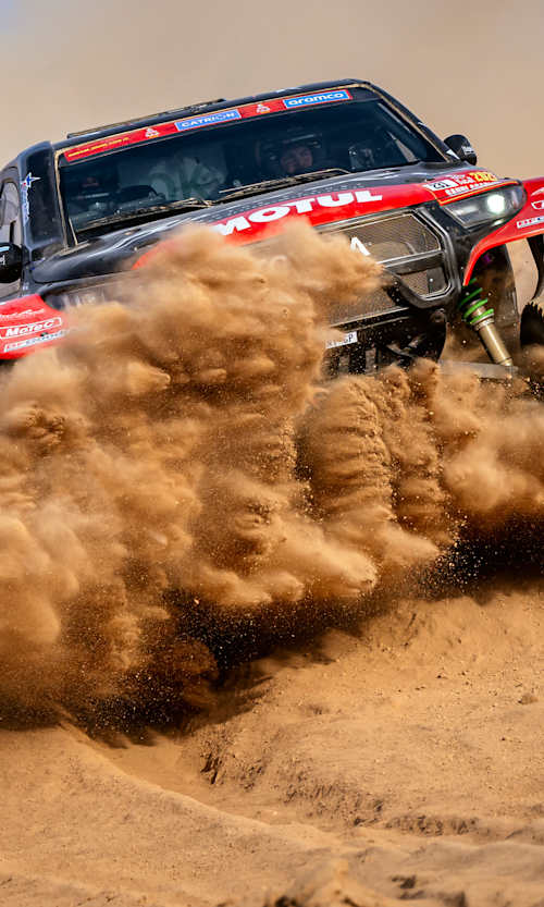 Overdrive Racing, led by Toby Price and Sam Sunderland, unleashes speed and grit during the Rally Dakar 2025 shakedown in Bisha, Saudi Arabia, kicking up a cloud of desert sand