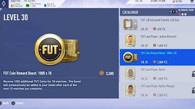 A screenshit of the catalogue in FIFA 19