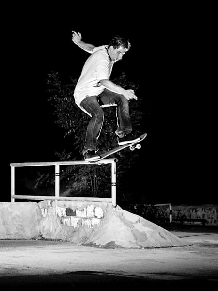 Adri Hirt noseblunts a round bar from a kicker in Berlin, Germany